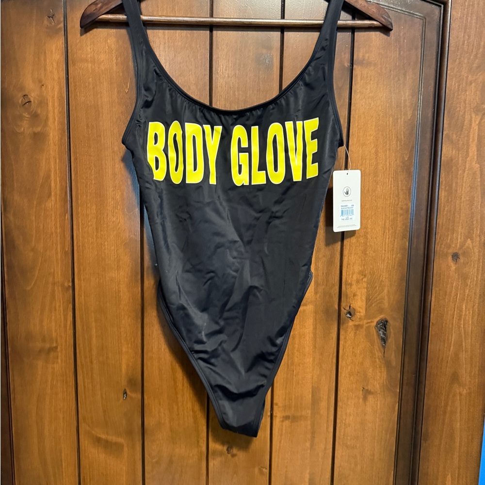 Body Glove Women's One Piece in Black with Yellow Logo